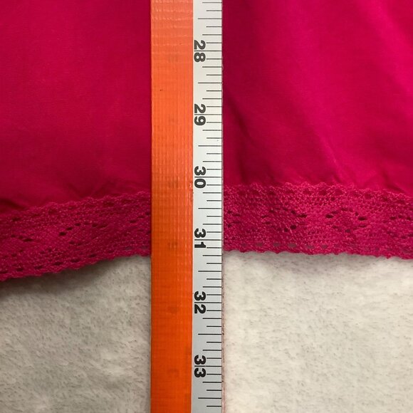 Hot Pink Women Plus Size Short Kaftan Laritta Lace Trim V-Neckline Loose Fit - Picture 6 of 7